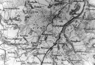 Vierkirchen-Prachenau. Ausschnitt aus: Topographische Karte vom Preußischen Staate, Blatt 265 Reichenbach, aufgen. 1815, grav. 1828