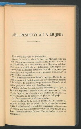 "El respeto á la mujer"