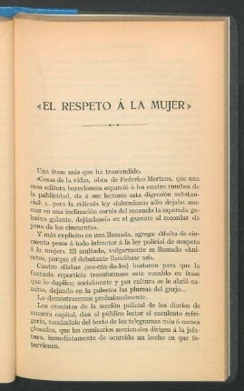 "El respeto á la mujer"