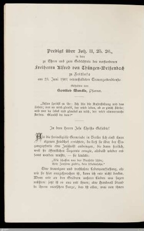 Predigt ... in dem ... am 23. Juni 1901 veranstalteten Trauergottesdienste