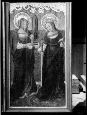 Bohlsbach Katholische Sankt Laurentius Kirche Altarflügel links Heilige Barbara und rechts Heilige Katharina (um 1520)