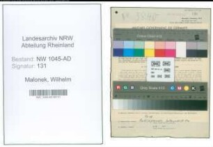 Entnazifizierung Wilhelm Malonek , geb. 18.09.1901 (Beamter)