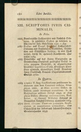 XIII. Scriptores Iuris Criminalis.