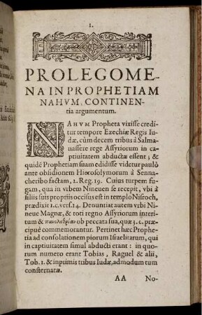Prolegomena In Prophetiam Nahum, Continentia argumentum