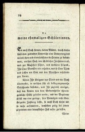 An meine ehemaligen Schülerinnen.