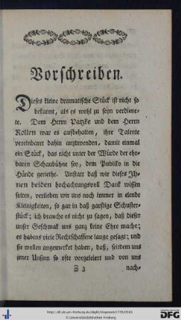 Vorschreiben.