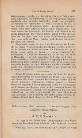 629-654 Beleuchtung der neuesten Untersuchungen über Luther's Geburtsjahr