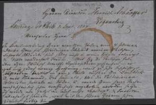 Brief von Friedrich Leybold an Gottlieb August Herrich-Schaeffer