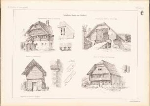 Ländliche Bauten, Salzburg: Perspektivische Ansichten, Details (aus: Das Bauernhaus in Österreich-Ungarn, hrsg.v. Ingenieur- und Architektenverein, 1906)