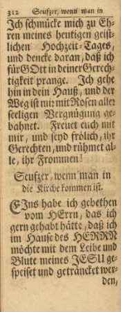 Seufzer, wenn man in die Kirche kommen ist
