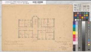 Burgsteinfurt (Steinfurt) Gymnasium Blatt 2 Grundriß Erdgeschoß 1861 100 Fuß = 26,2 cm 32 x 48 kol. Zeichnung Staatshochbauamt Münster