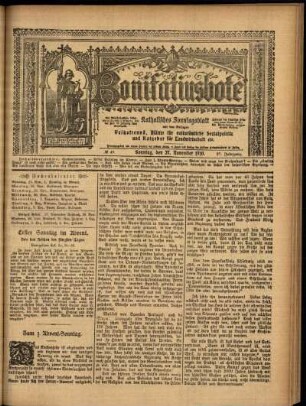 Erste Ausgabe vom Sonntag, den 27. November 1910.