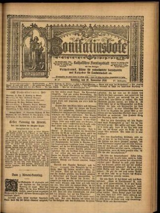 Erste Ausgabe vom Sonntag, den 27. November 1910.
