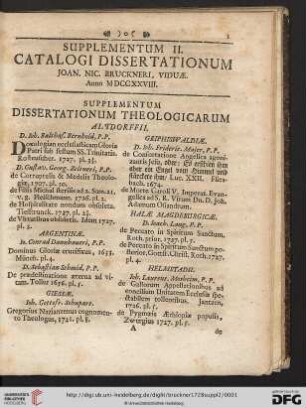 Supplementum dissertationum theologicarum