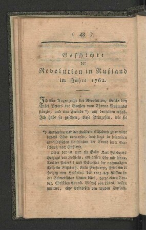Geschichte der Revolution in Rußland im Jahre 1762.