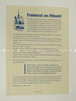 Propagandaflugblatt der christlichen Bürger des Kreises Pößneck mit einer Zusage zur schnellen und verlustlosen Ernteeinbringung