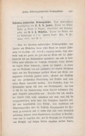 609-610 [Rezension] Michelsen, Andreas Ludwig Jacob, Schleswig-Holsteinischen Kirchengeschichte; 2. Band