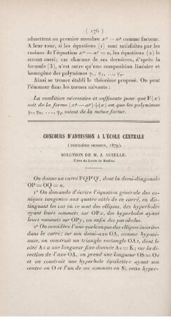 Concours d'admission a l'école centrale.