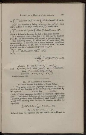 IX. On Lagrange's theorem.