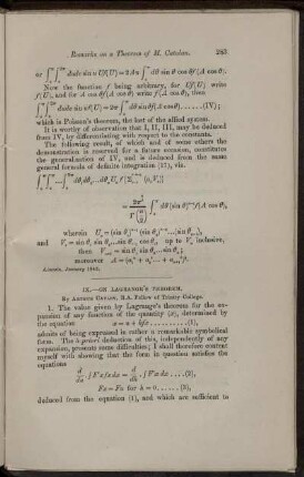 IX. On Lagrange's theorem.