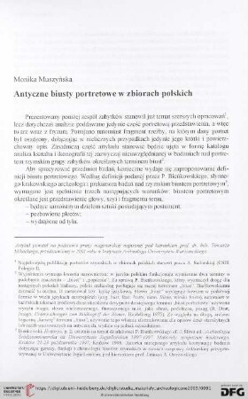 Antyczne biusty portretowe w zbiorach polskich