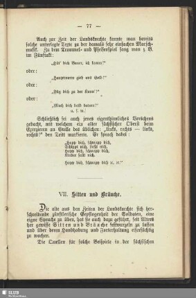 VII. Sitten und Bräuche