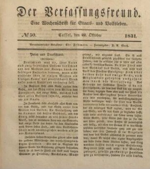 № 50. Cassel, den 22. Oktober 1831.