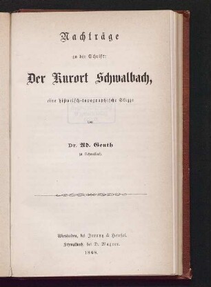1: Bad Schwalbach im Sommer 1864, Nachtrag