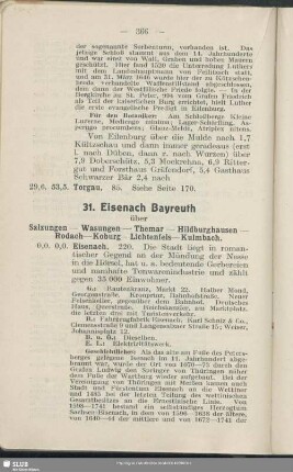 31. Eisenach - Bayreuth : über Salzungen - Wasungen - Themar - Hildburghausen - Rodach - Koburg - Lichtenfels - Kulmbach