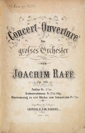 Concert-Ouverture : für großes Orchester ; op. 123