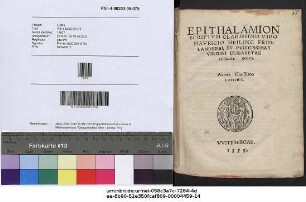 EPITHALAMION SCRIPTVM CLARISSIMO VIRO MAVRICIO HEILING FRIDLANDENSI, ET PVDICISSIMAE VIRGINI ELISABETAE SPONSAE IPSIVS