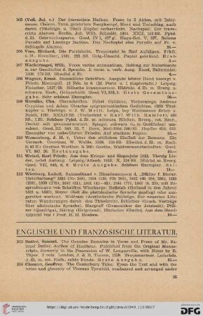 Englische und Französische Literatur (Nr. 313-334)