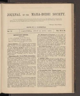 Vol. VI. No. III & IV.