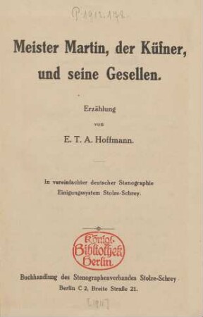 Meister Martin, der Küfner, und seine Gesellen : Erzählung