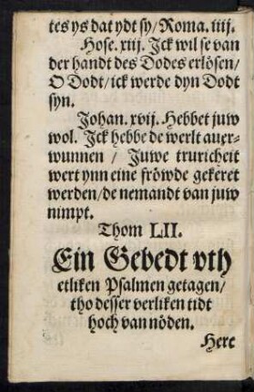 Thom LII. Ein Gebedt uth etliken Psalmen getagen ...