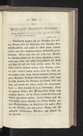 XV. Wenn unser Wohlstand abnimmt.