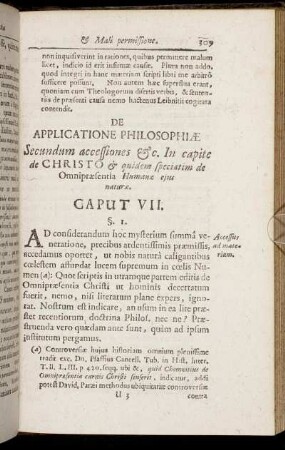 Caput VII. De Applicatione Philosophiæ Secundum accessiones &c. In capite de Christo & quidem speciatim de Omnipræsentia Humanæ ejus naturæ