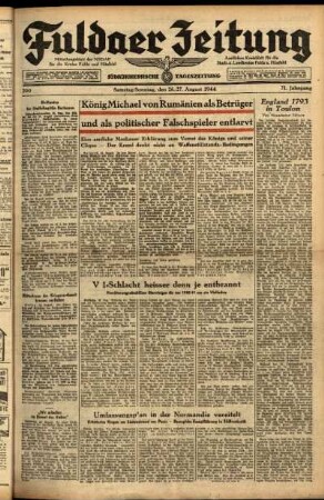 Ausgabe vom Samstag, den 26. August 1944.