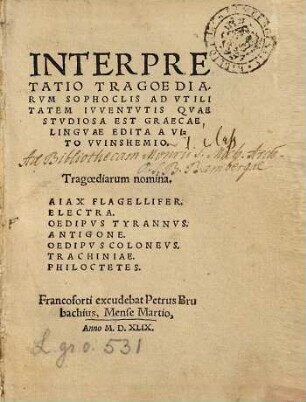 Interpretatio tragoediarum Sophoclis