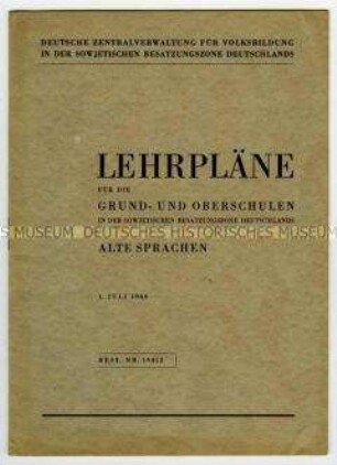 Lehrplan für alte Sprachen vom 01.07.1946