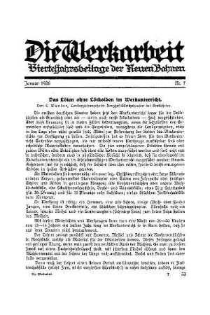 1926: Die Werkarbeit - 1926