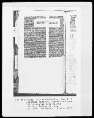 Johannes Andreae, Apparatus super librum sextum Decretalium —