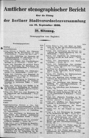 Sitzung 31, 18. September 1930