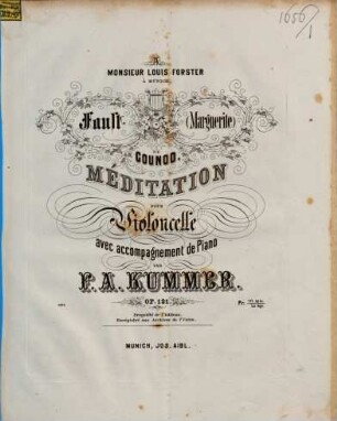 Faust (Marguerite) de Gounod : meditation pour violoncelle avec accompagnement de piano ; op. 131
