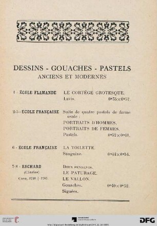 Dessins – Gouaches – Pastels (Nr. 1-13)