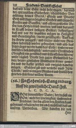 (56.) In Hohenloh-Langenburg. Auff die gewöhnliche Danck-Fest