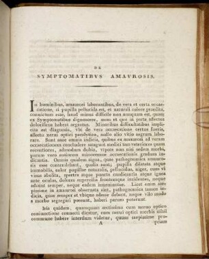 De Symptomatibus Amaurosis.