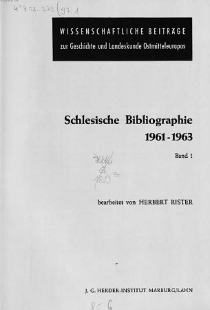 Schlesische Bibliographie, 1961/63,1