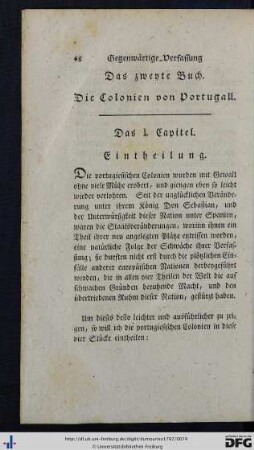 Das zweyte Buch. Die Colonien von Portugall.