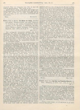 485-486 [Rezension] Kittel, Rudolf, Die Bücher der Könige